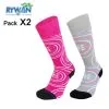 Chaussettes RYWAN Lot Ski Girls Rose / Gris Junior (2 Paires)